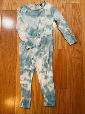 Old Navy Green Tie-Dye Long Sleeve Jumpsuit